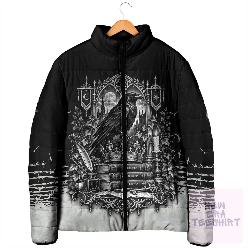 Dark Academia Raven Gothic Literature Vintage Bookish Aesthetic Padded Jacket 7 Dark Academia Raven Gothic Literature Vintage Bookish Aesthetic Padded Jacket