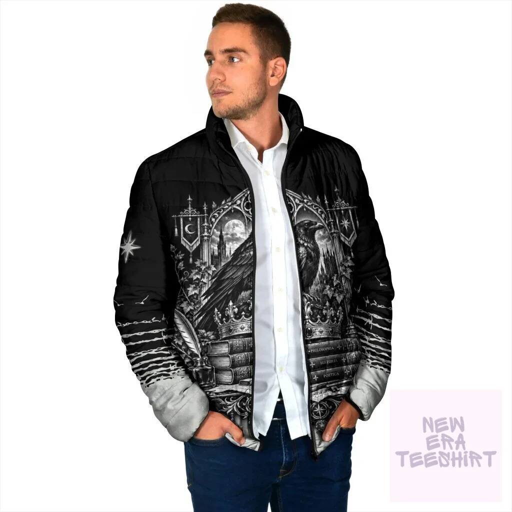 Dark Academia Raven Gothic Literature Vintage Bookish Aesthetic Padded Jacket 8 Dark Academia Raven Gothic Literature Vintage Bookish Aesthetic Padded Jacket
