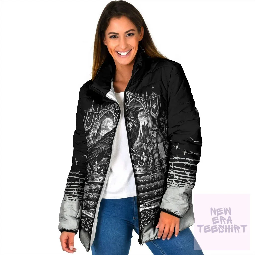 Dark Academia Raven Gothic Literature Vintage Bookish Aesthetic Padded Jacket 9 Dark Academia Raven Gothic Literature Vintage Bookish Aesthetic Padded Jacket
