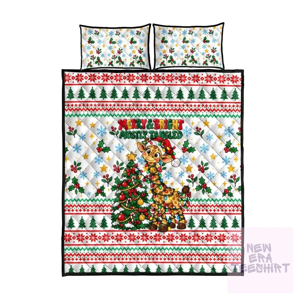 Christmas Giraffe Lights Quilt Bedding Set Merry and Bright Mostly Tangled 6 Christmas Giraffe Lights Quilt Bedding Set Merry and Bright Mostly Tangled