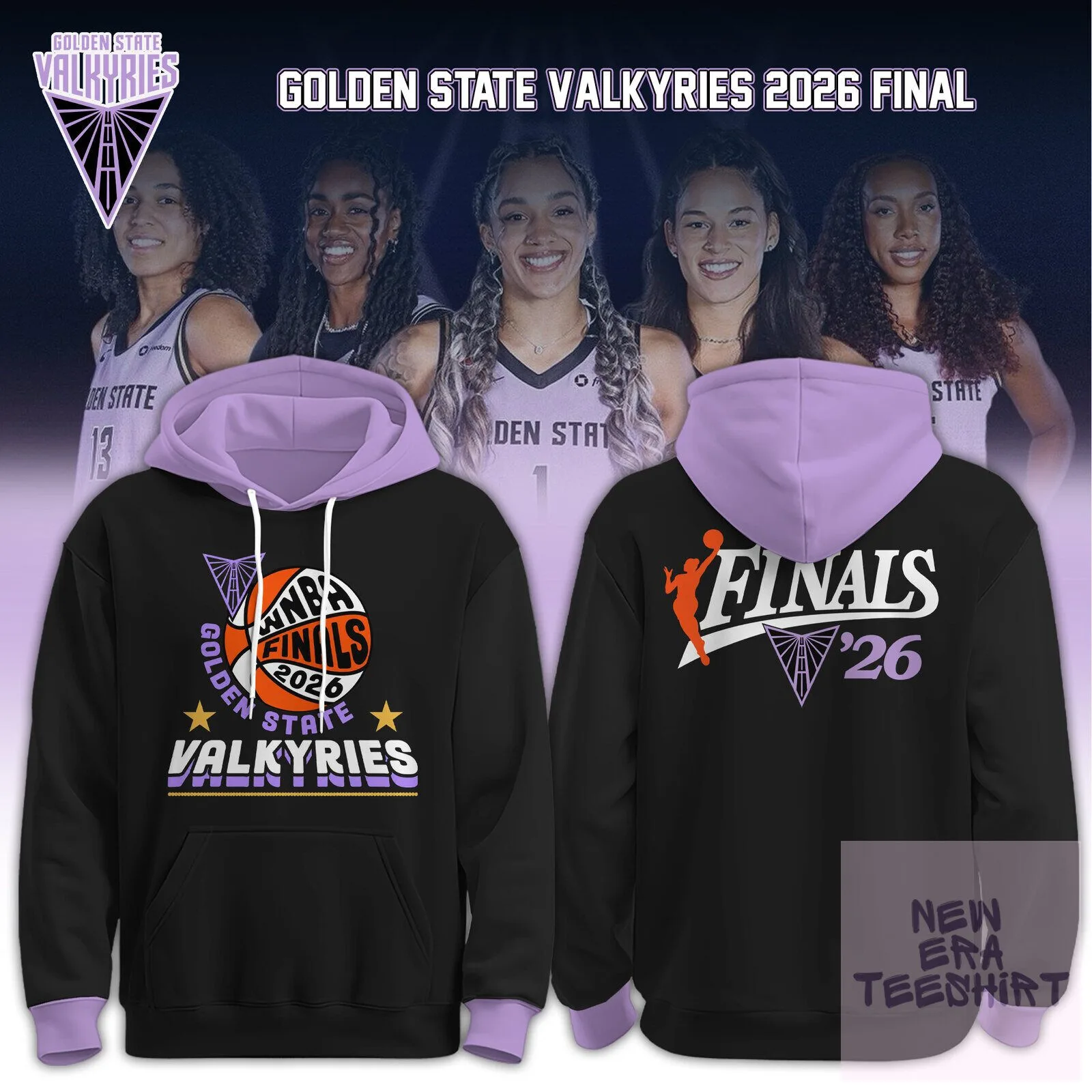 Golden State Valkyries 2026 WNBA Finals Basketball Black and Purple Hoodie