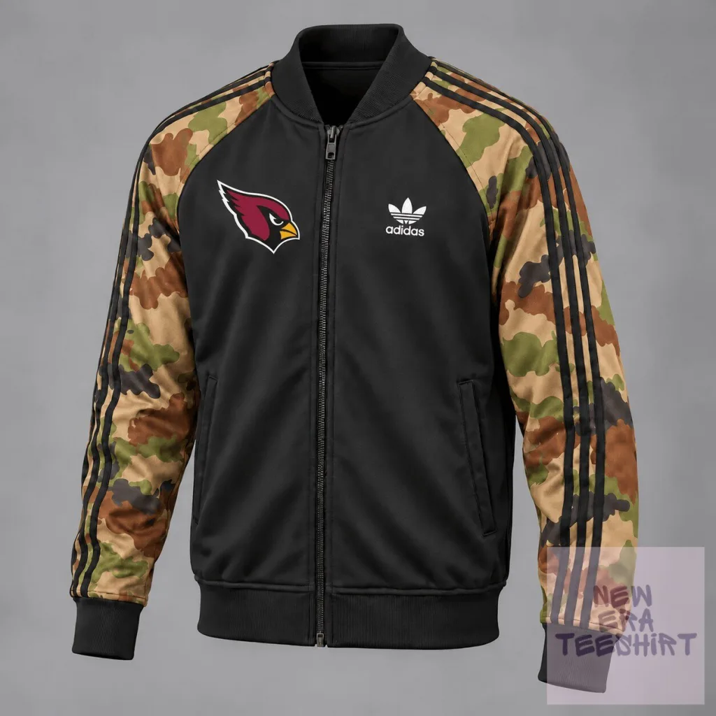 Arizona Cardinals Camouflage Pattern Black Full-Zip Bomber Jacket Arizona Cardinals Camouflage Pattern Black Full-Zip Bomber Jacket