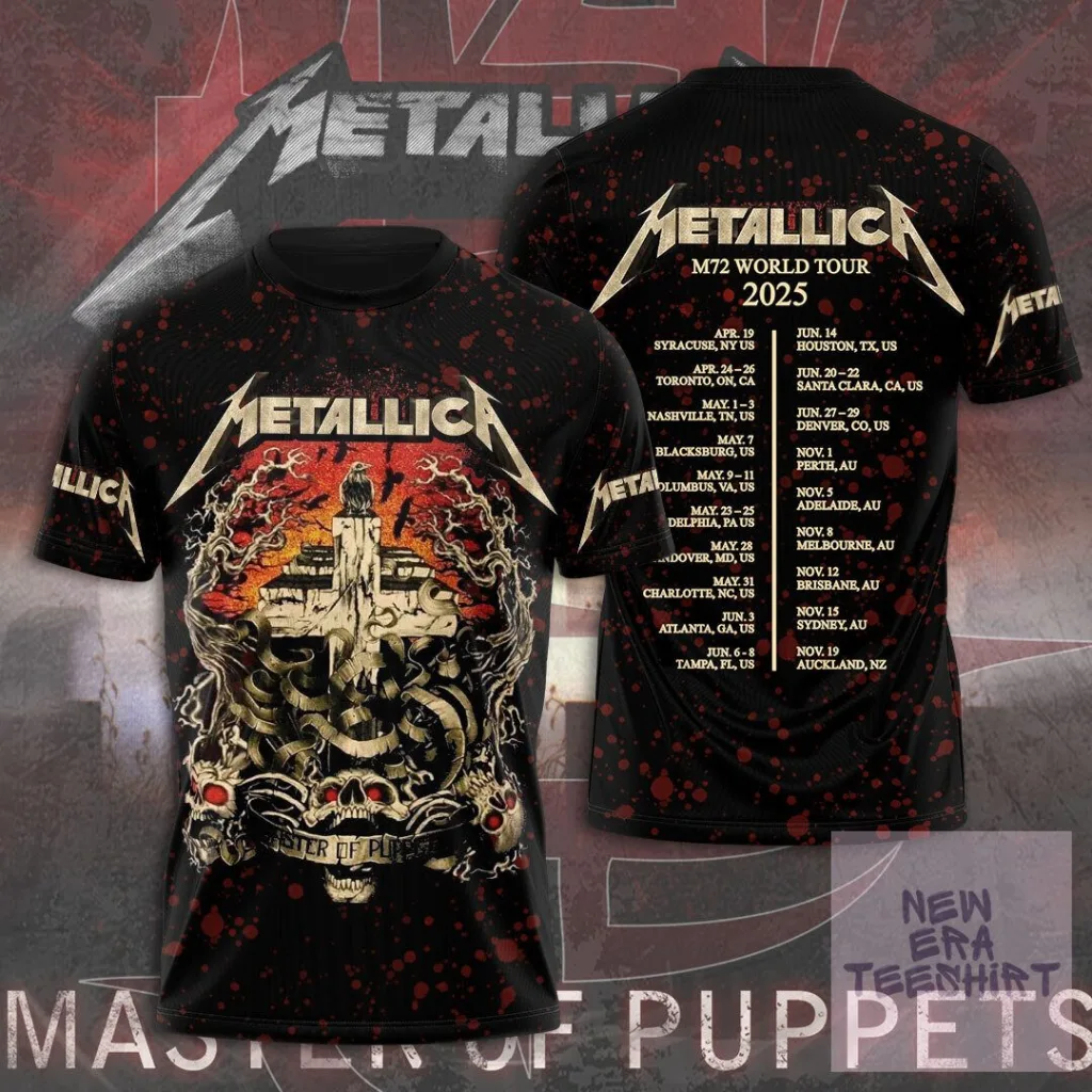 Metallica Master of Puppets M72 World Tour 2025 Concert Dates T-Shirt 1 Metallica Master of Puppets M72 World Tour 2025 Concert Dates T-Shirt