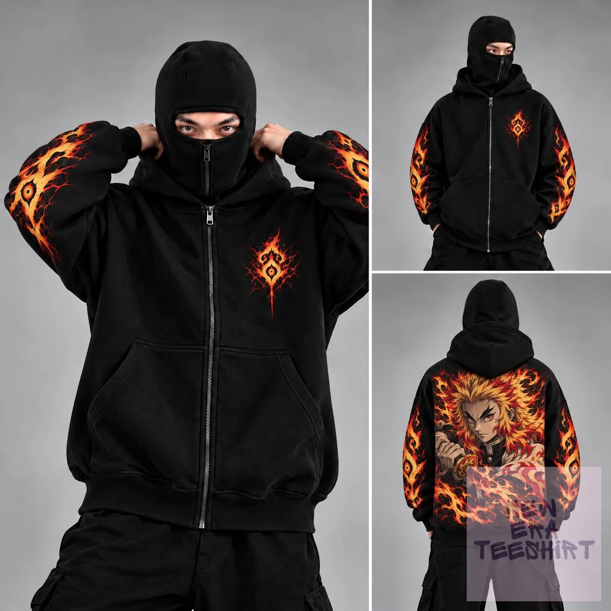 Demon Slayer Kyojuro Rengoku Flame Hashira Zip-Up Hoodie
