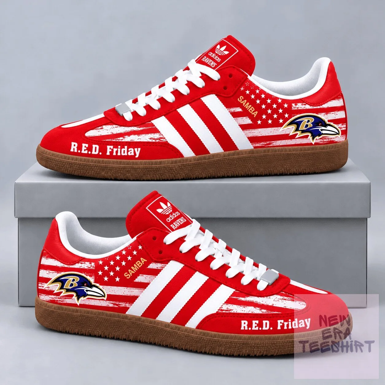 Samba Sneakers with American Flag for Military Tribute - Baltimore Ravens R.E.D. Friday