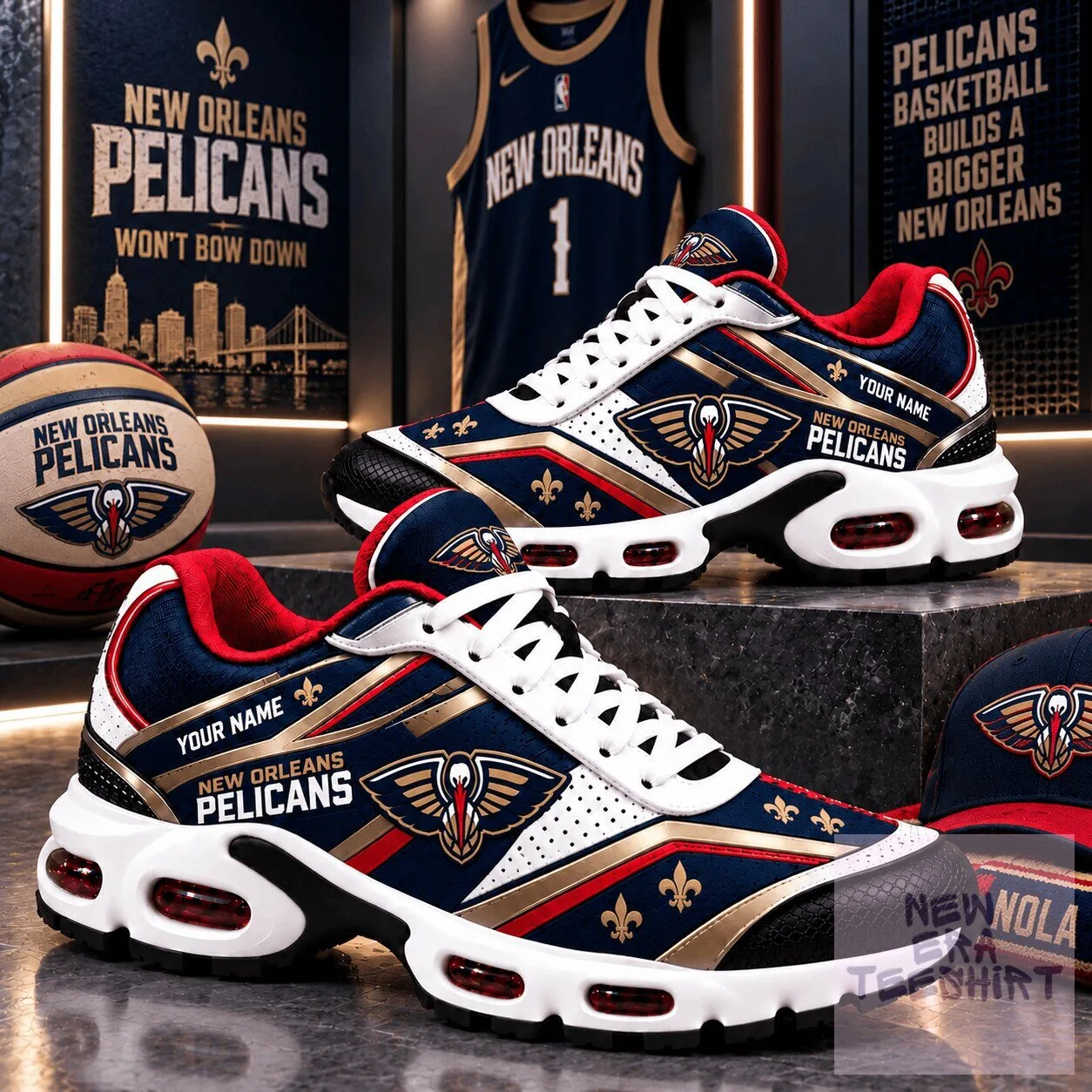 New Orleans Pelicans NBA Team Logo Custom Name Air Max Plus Shoes