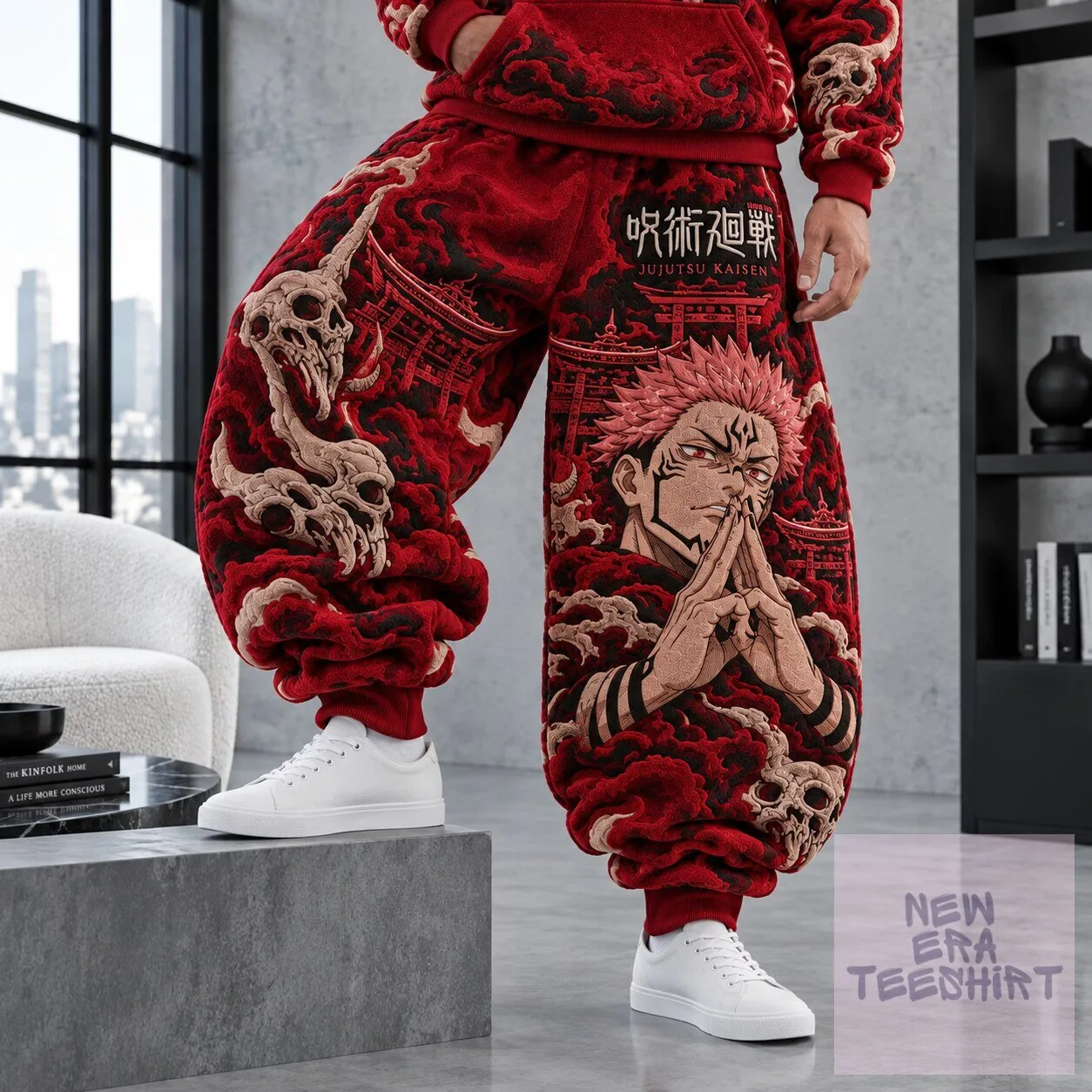 Jujutsu Kaisen Yuji Itadori Japanese Anime Red Graphic Sweatpants