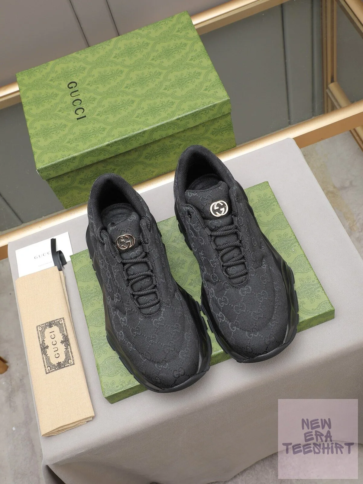 Gucci Black Monogram Patterned Luxury Fashion Sneakers