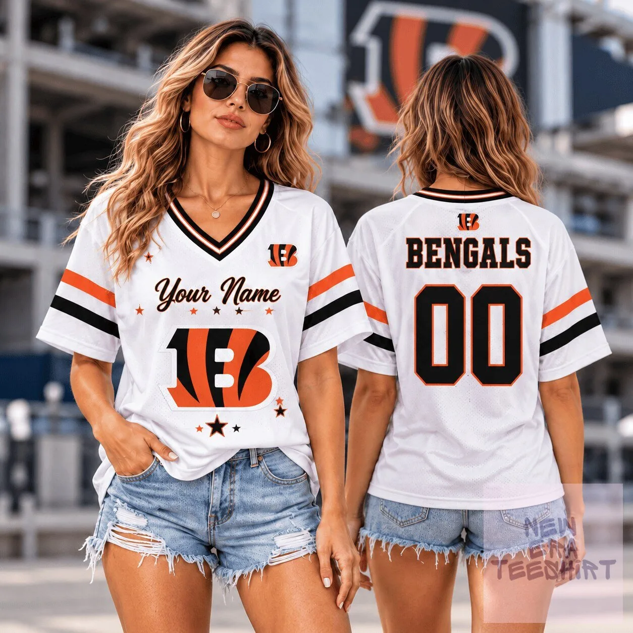 Cincinnati Bengals Personalized White Football Jersey with Custom Name and Number