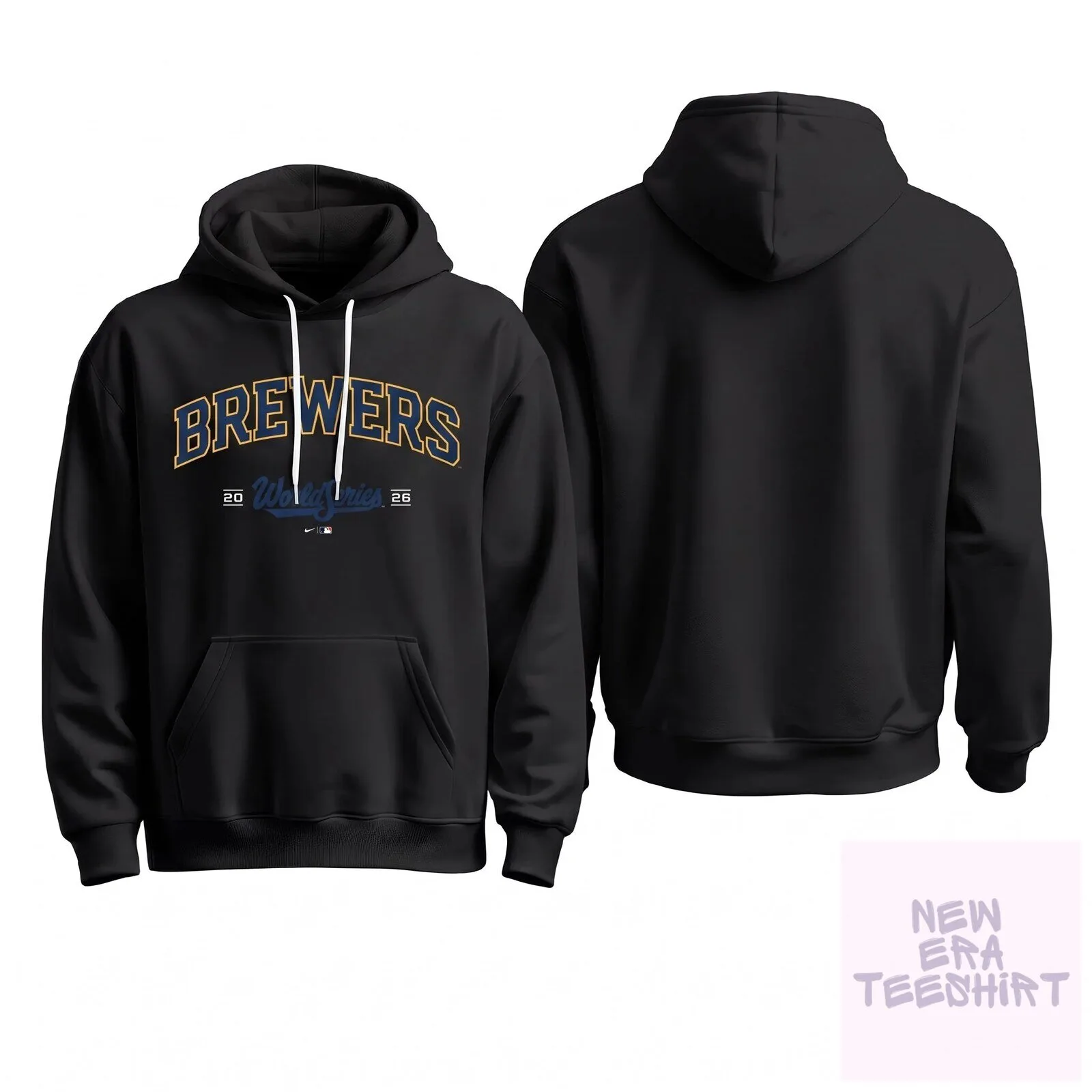 2026 Black Pullover Hoodie for Milwaukee Brewers World Series Fans