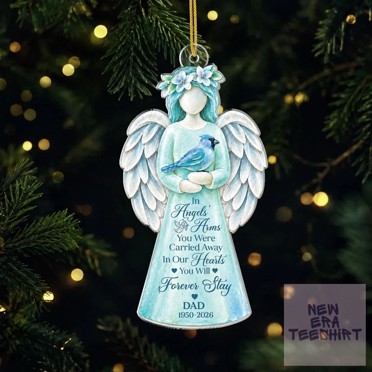 Personalized Memorial Angel In Angels Arms Acrylic Christmas Tree Ornament