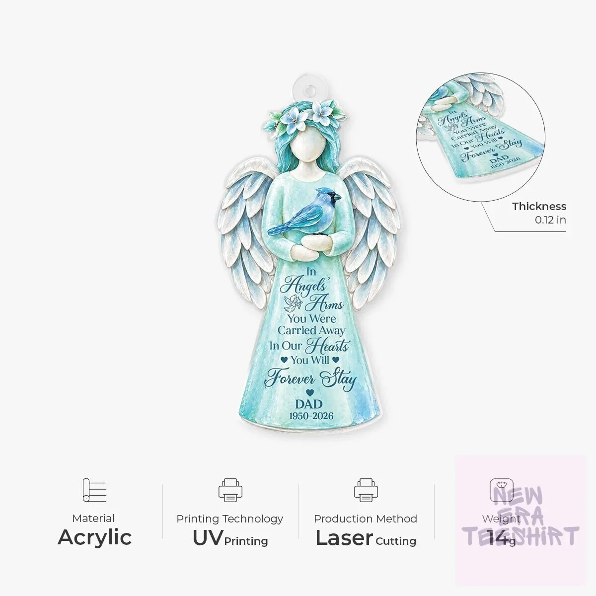 Personalized Memorial Angel In Angels Arms Acrylic Christmas Tree Ornament 8 Personalized Memorial Angel In Angels Arms Acrylic Christmas Tree Ornament
