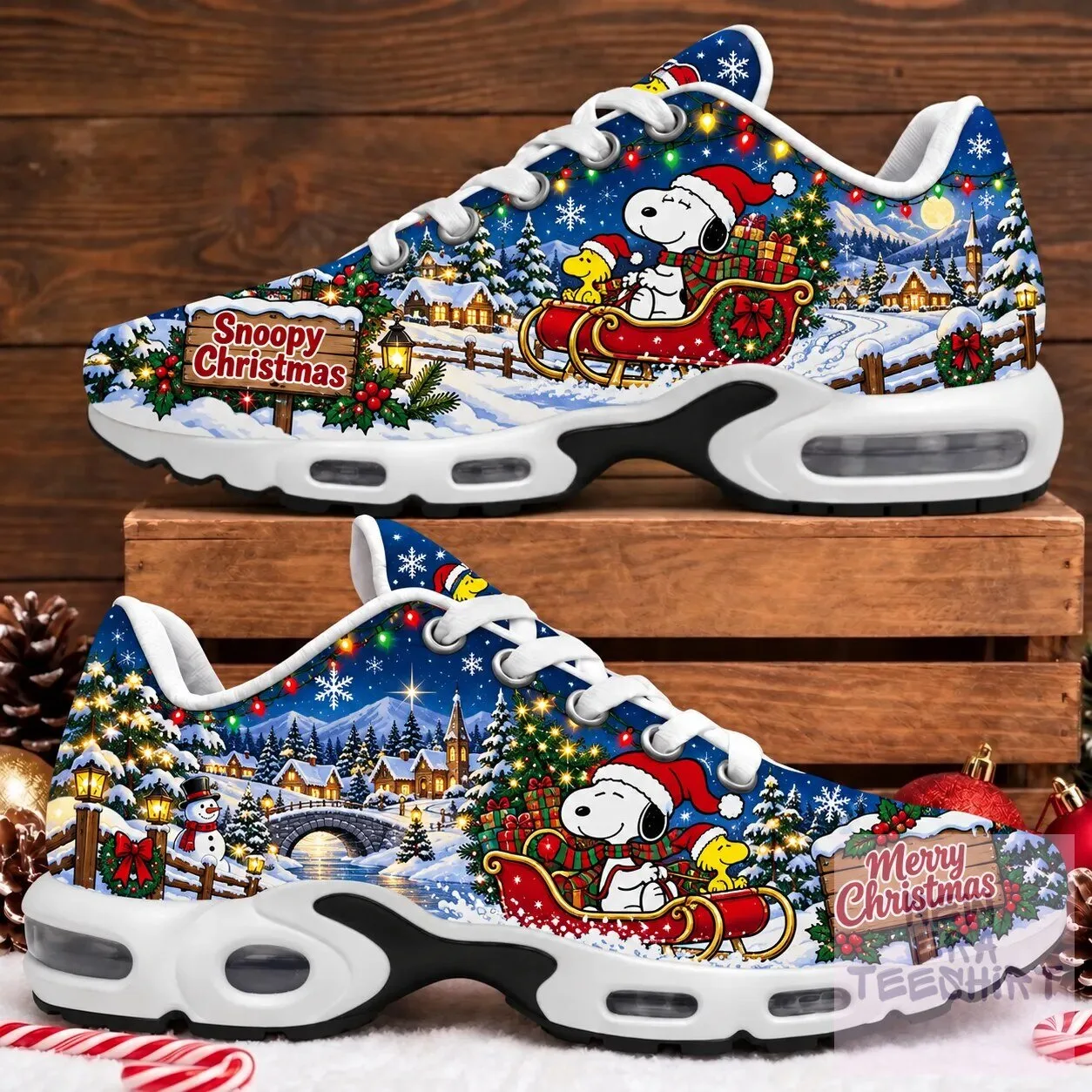 Snoopy and Woodstock Christmas Sleigh Ride Winter Wonderland Shoes