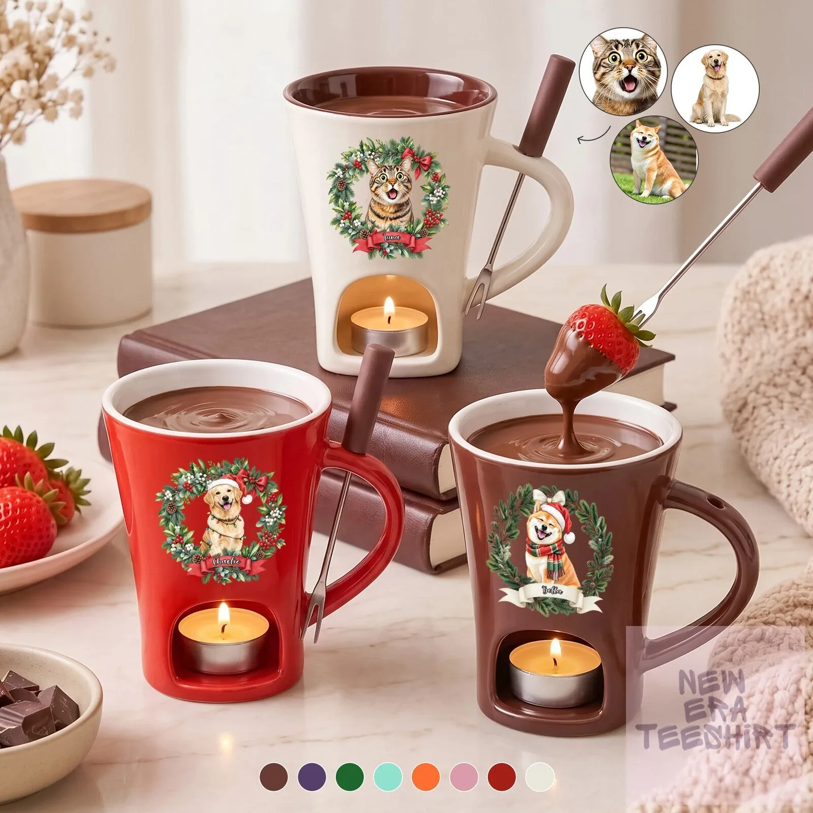 Personalized Golden Retriever Dog Christmas Wreath Fondue Mug 7 Personalized Golden Retriever Dog Christmas Wreath Fondue Mug