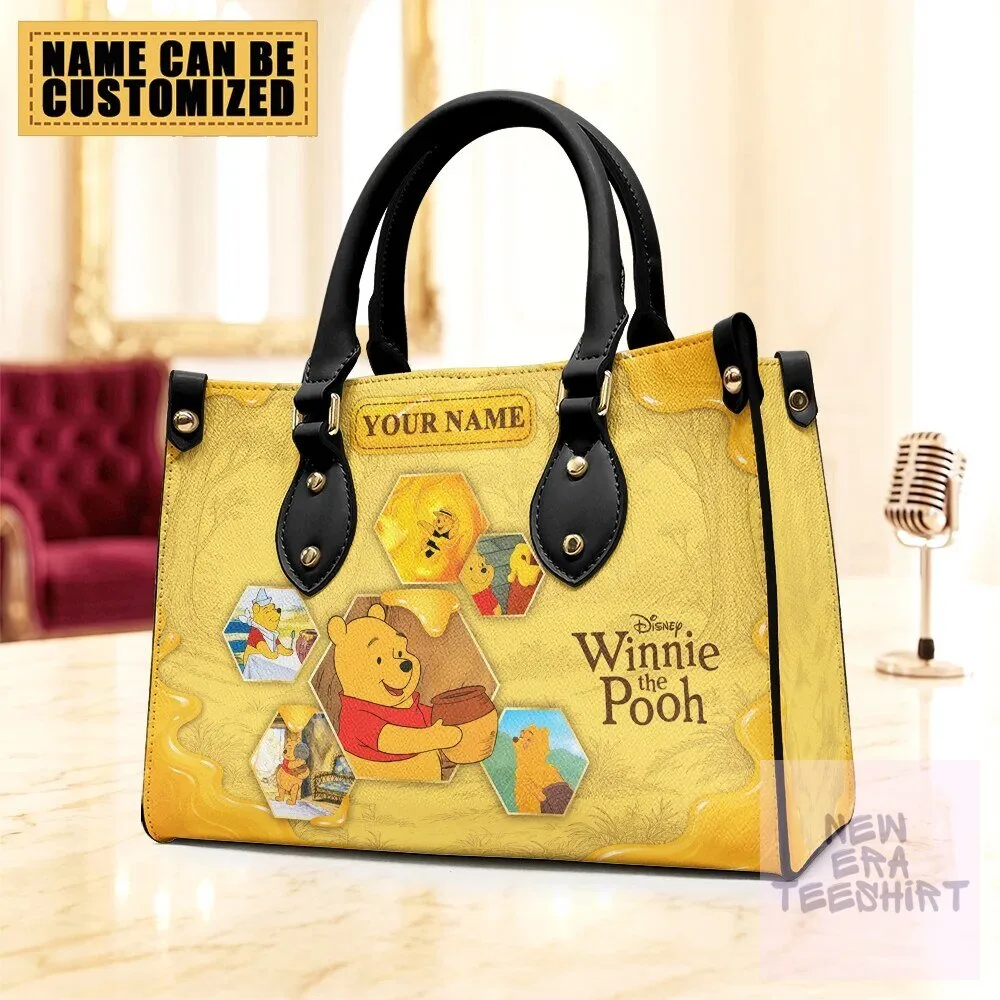 Winnie the Pooh Personalized Honeycomb Design Leather Handbag