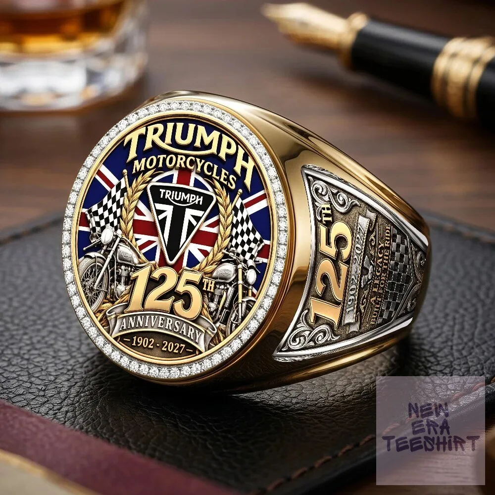 Engraved Gold Plated Ring for Triumph Motorcycles' 125th Anniversary