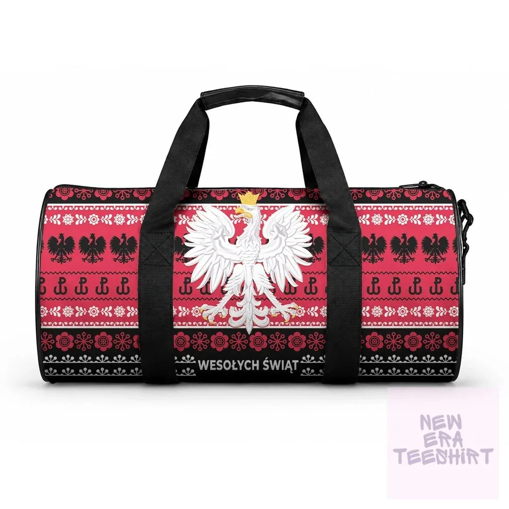 Poland Christmas Duffle Bag Polish Eagle Folk Art Pattern