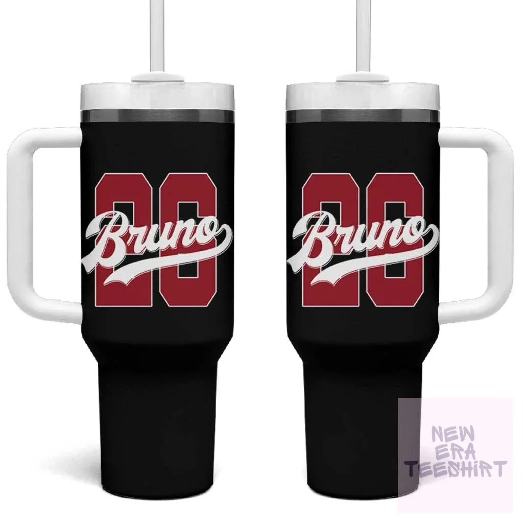 Bruno Baseball Script Number Graphic Black Insulated Tumbler with Handle