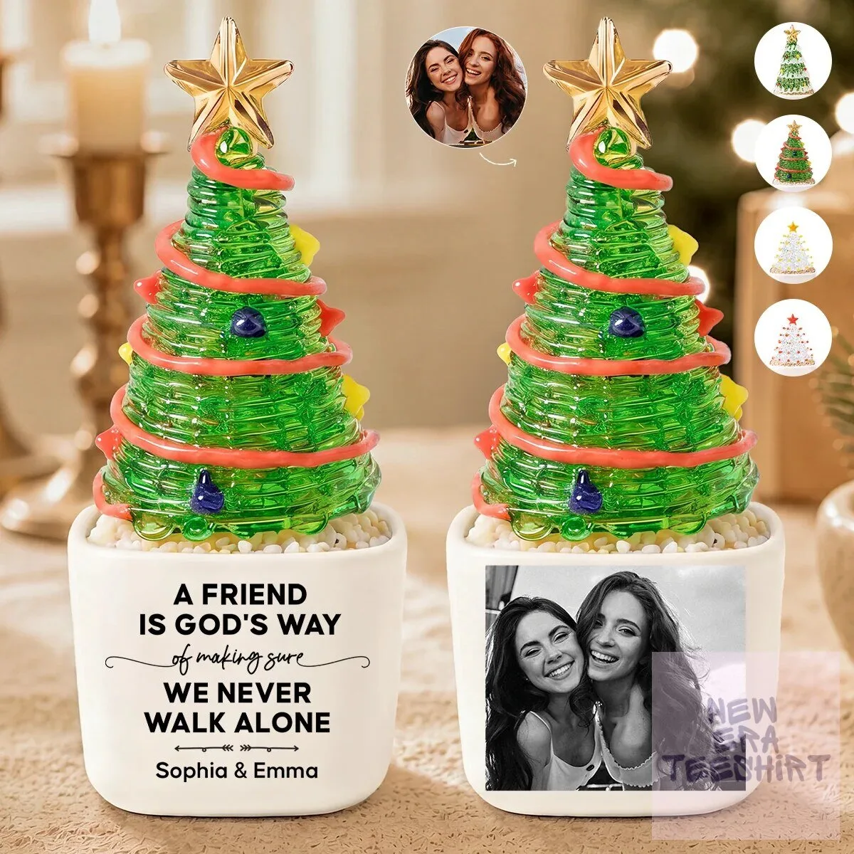 Personalized Christmas Tree Glass Ornament with Custom Photo and Engraving 6 Personalized Christmas Tree Glass Ornament with Custom Photo and Engraving