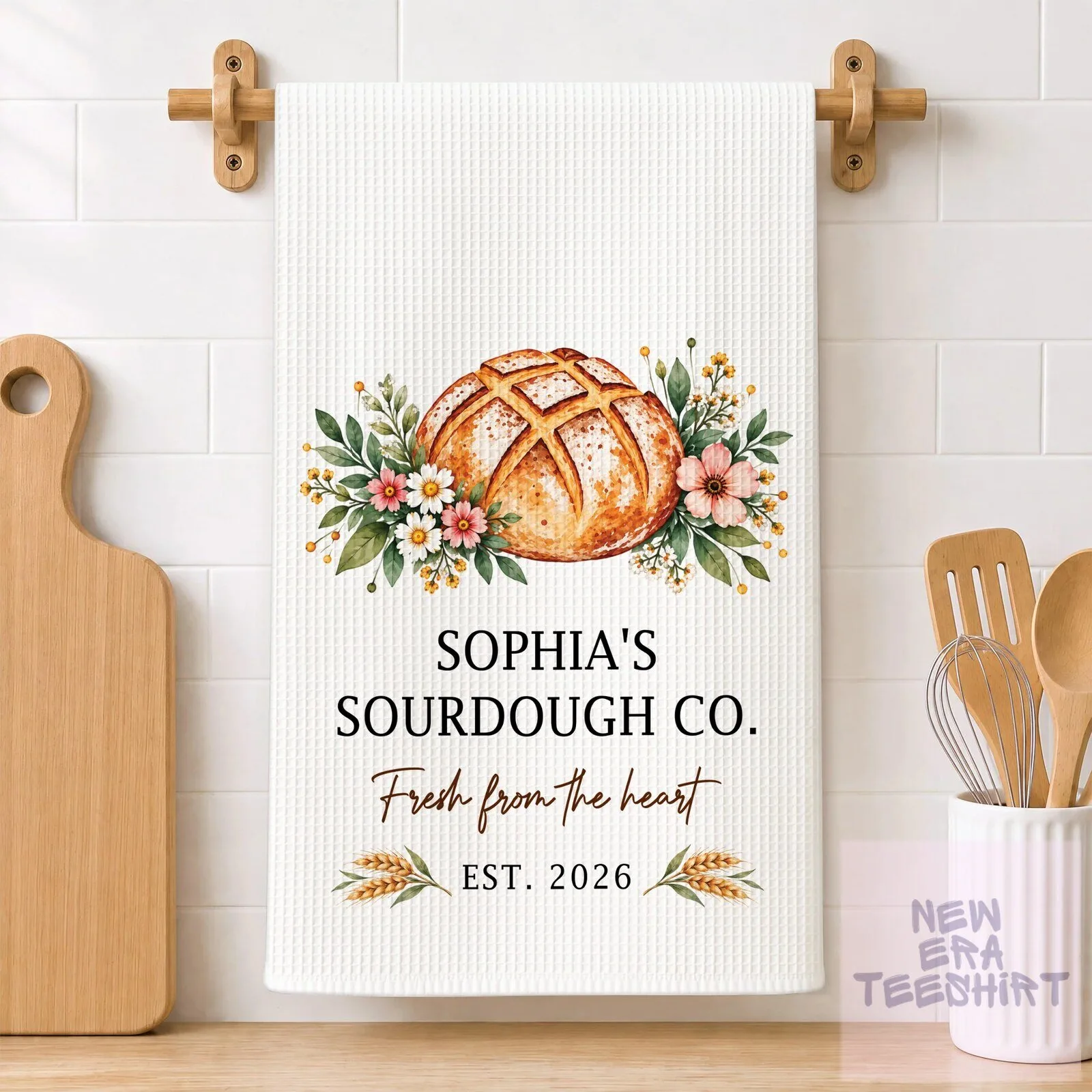 Personalized Sourdough Bakery Logo Kitchen Towel for Bakers