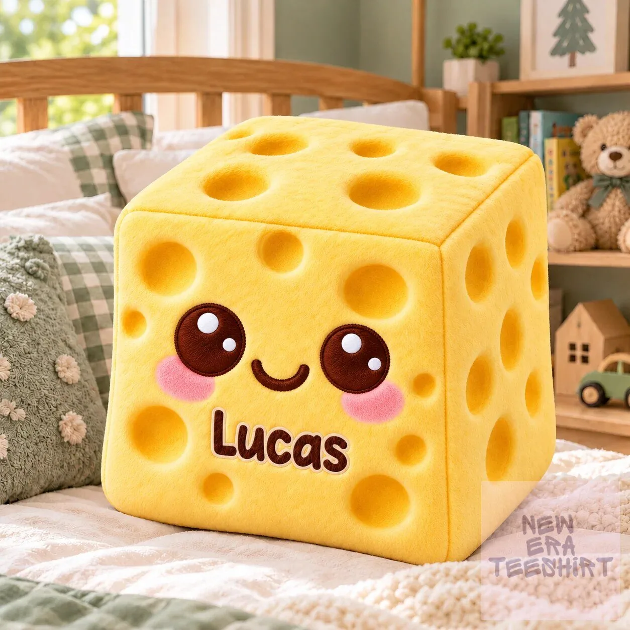 Personalized Kawaii Cheese Cube Plush Pillow for Kids Bedroom Decor