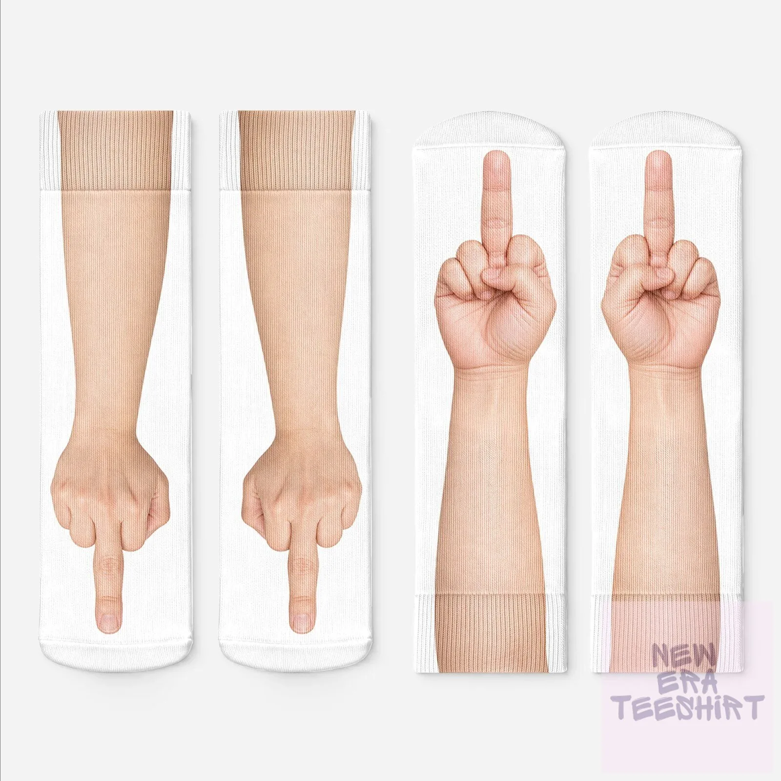 Funny Middle Finger Hand Gesture Crew Socks