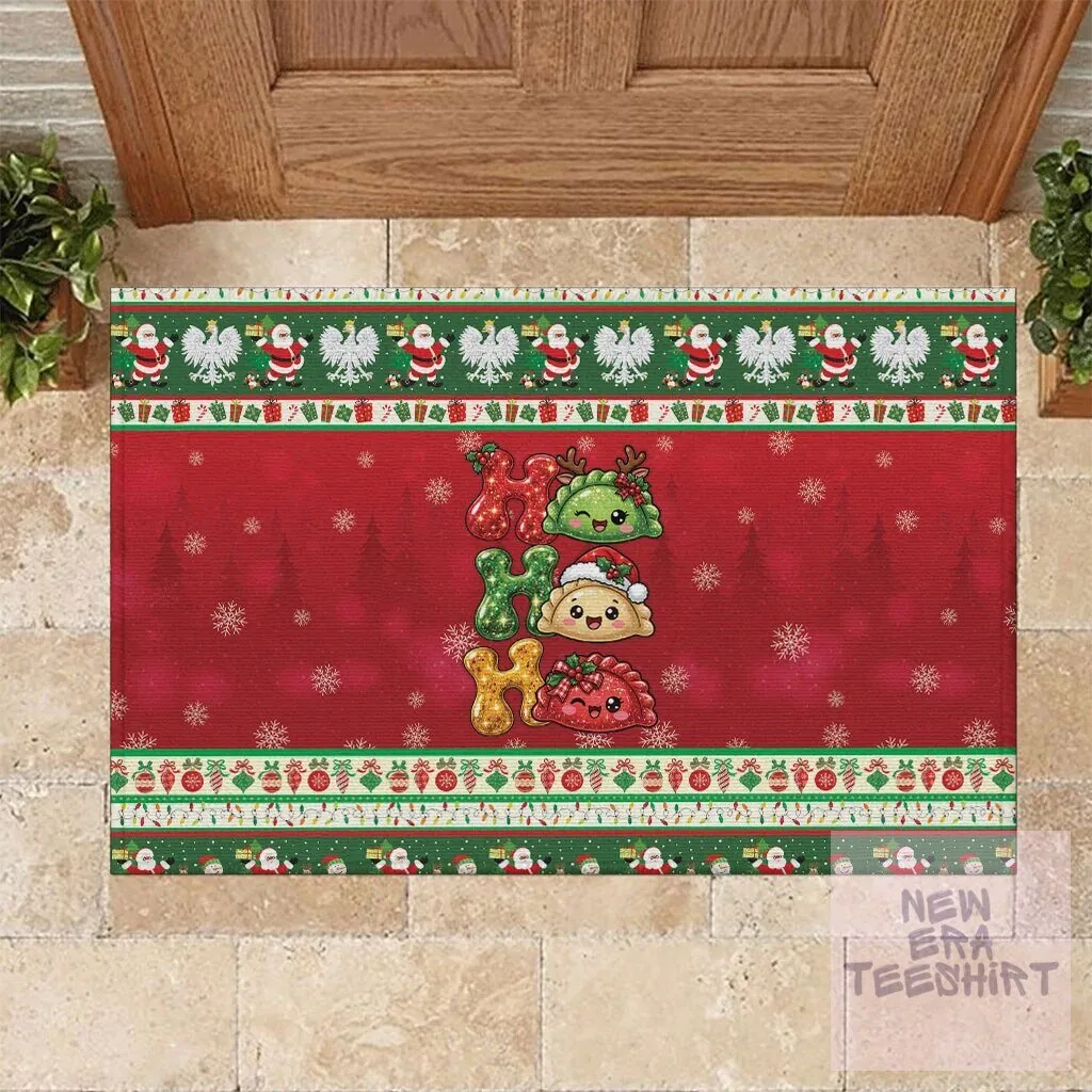 Cute Pierogi Ho Ho Ho Christmas Holiday Doormat