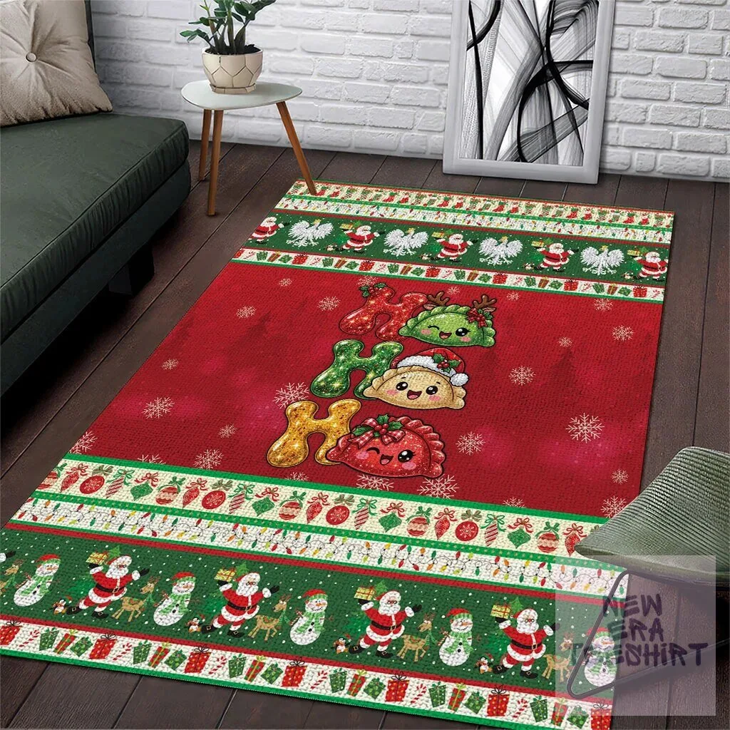 Christmas Ho Ho Ho Squishy Pierogi Holiday Area Rug