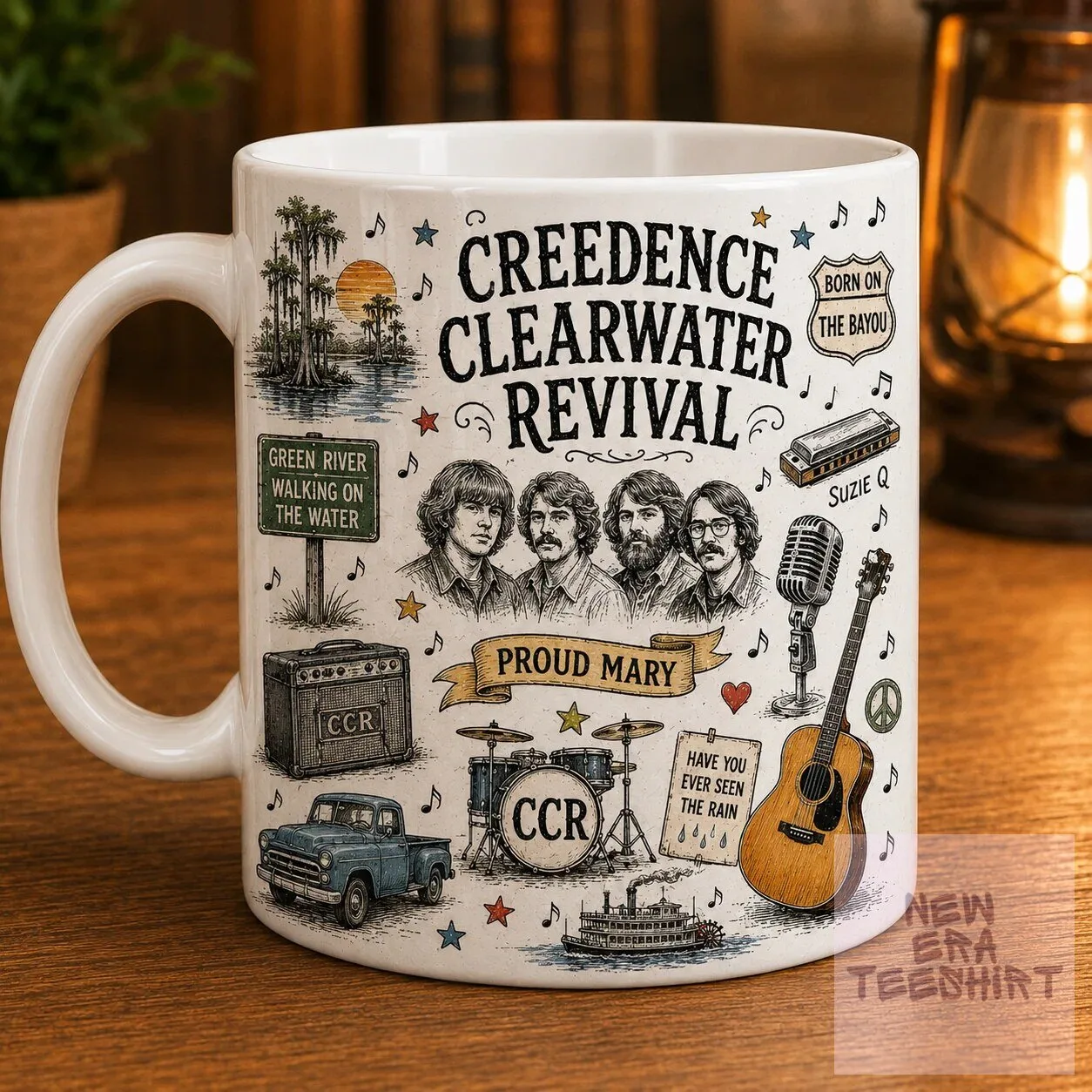 Creedence Clearwater Revival Band Members and Song Titles Ceramic Coffee Mug