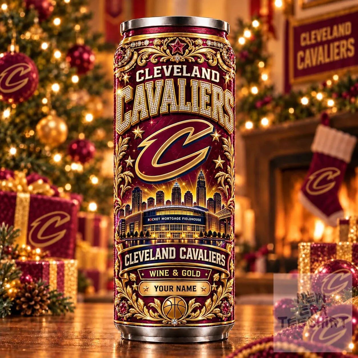 Cleveland Cavaliers Wine and Gold Personalized Can Tumbler