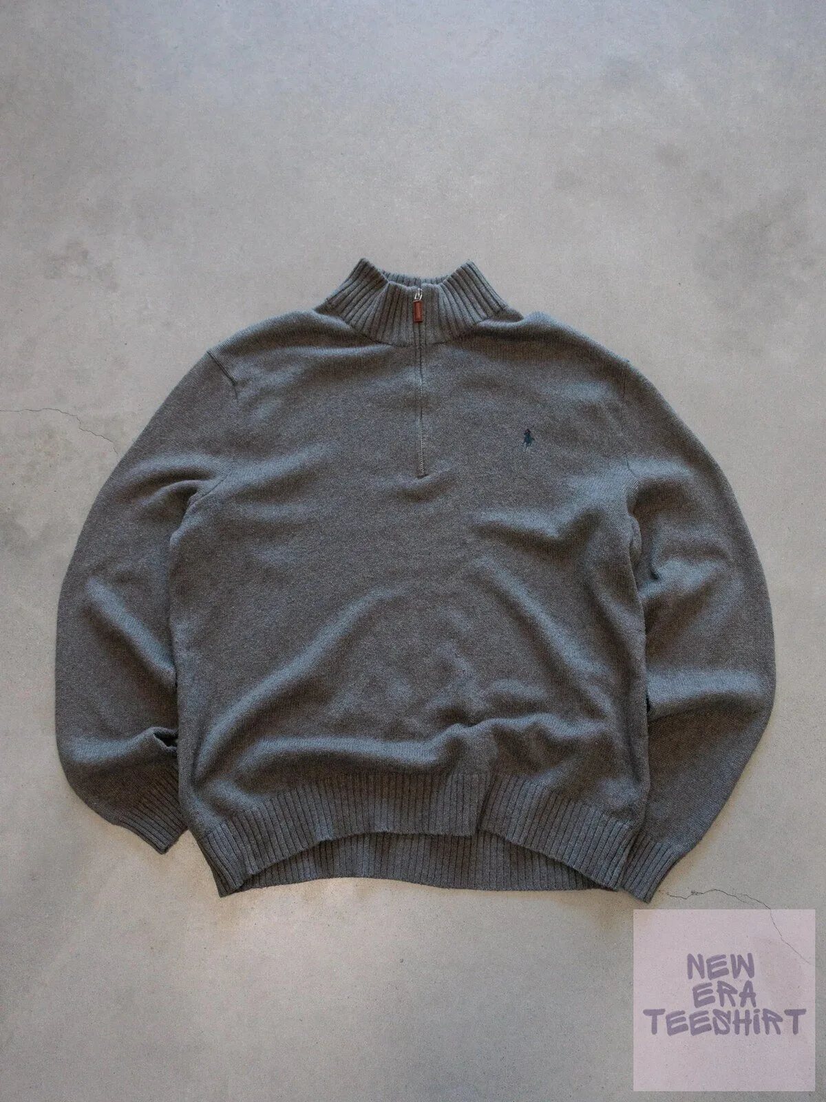 Vintage Polo Ralph Lauren Gray Knit Quarter Zip Pullover Sweater