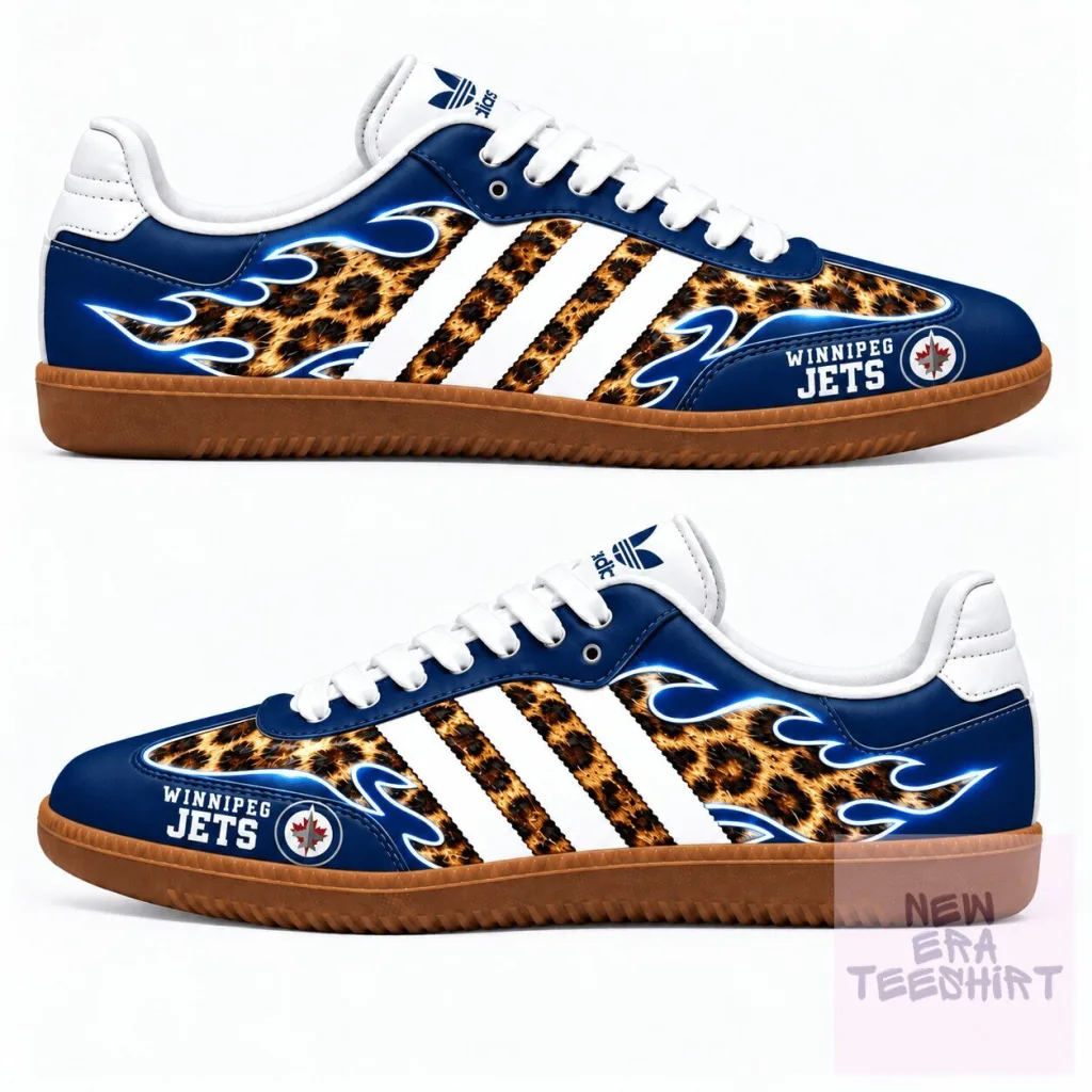 Winnipeg Jets NHL Leopard Print Flames Custom Shoes Winnipeg Jets NHL Leopard Print Flames Custom Shoes
