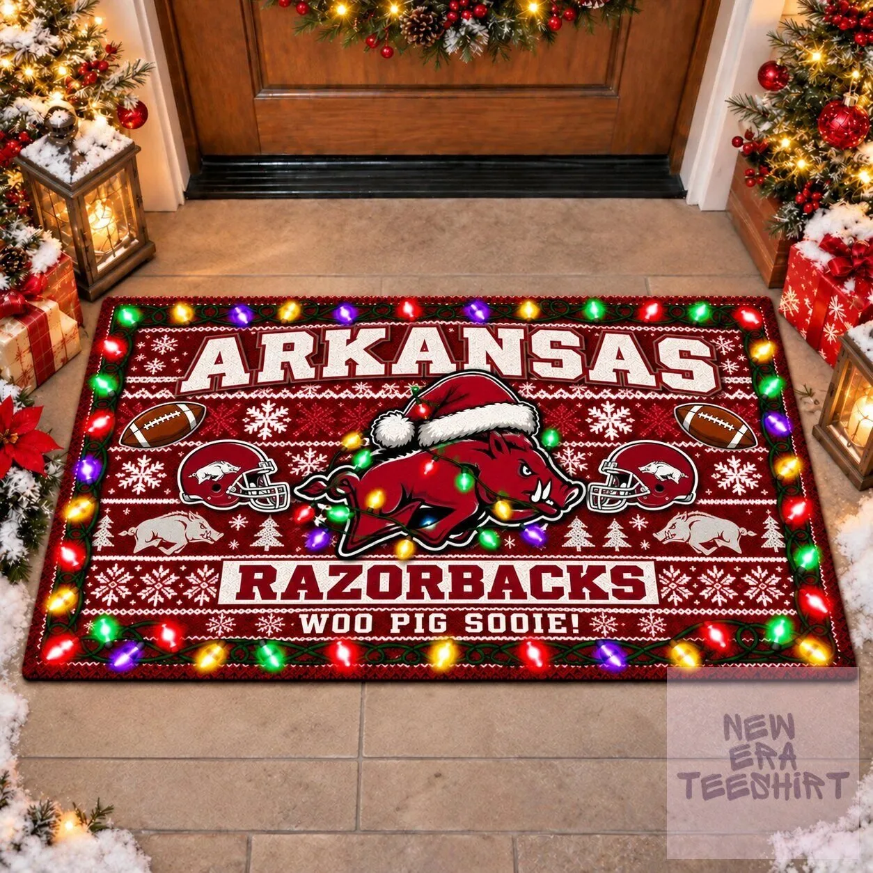 Arkansas Razorbacks Christmas Holiday Football Team Doormat 1 Arkansas Razorbacks Christmas Holiday Football Team Doormat