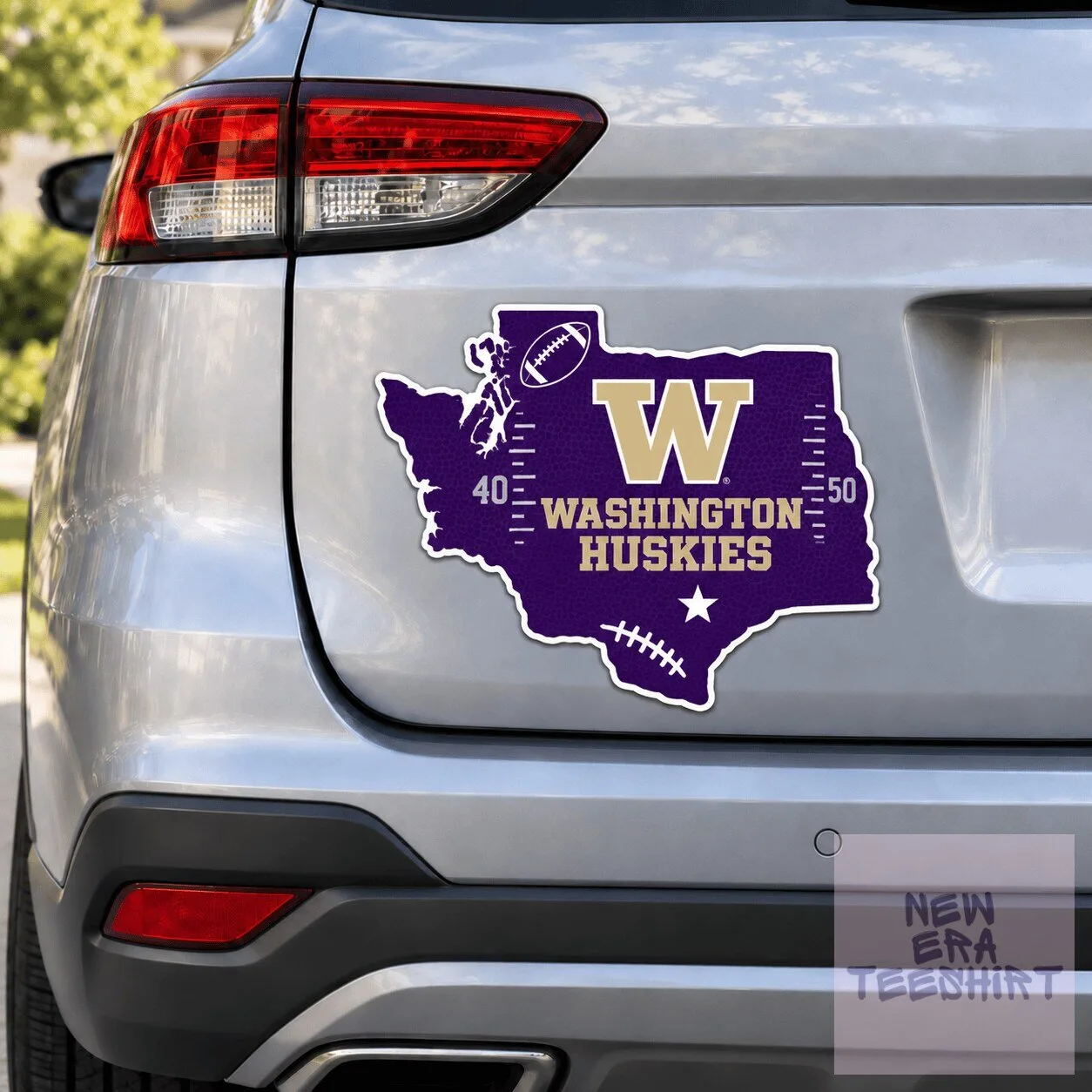 Washington Huskies Football Team State Outline Car Bumper Sticker Decal