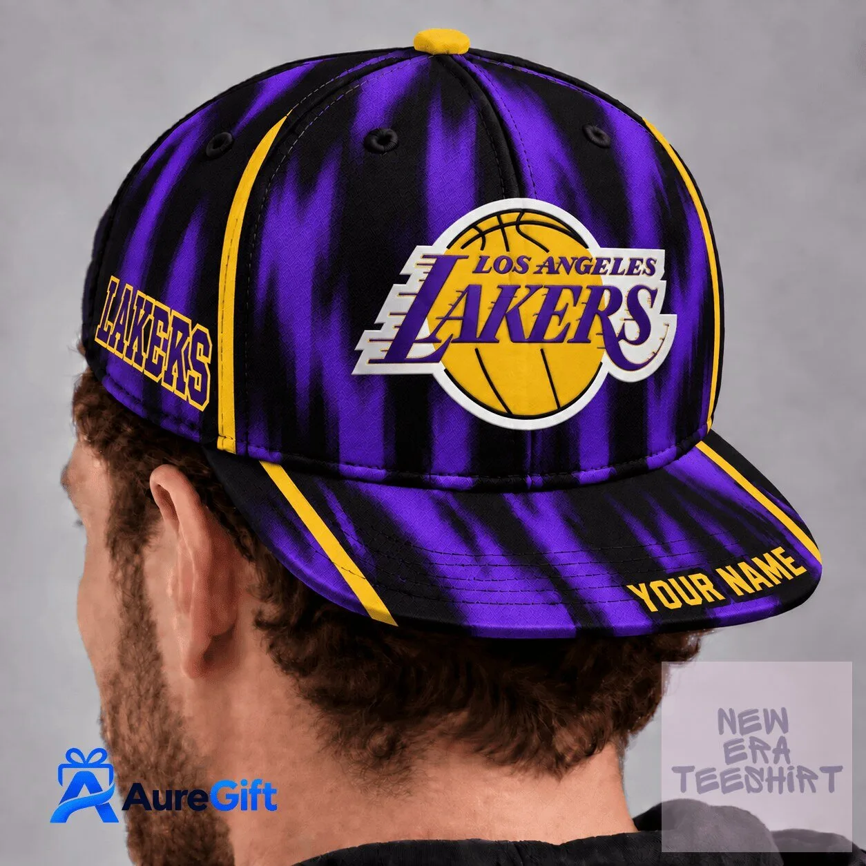 Los Angeles Lakers Personalized Basketball Team Snapback Cap Hat
