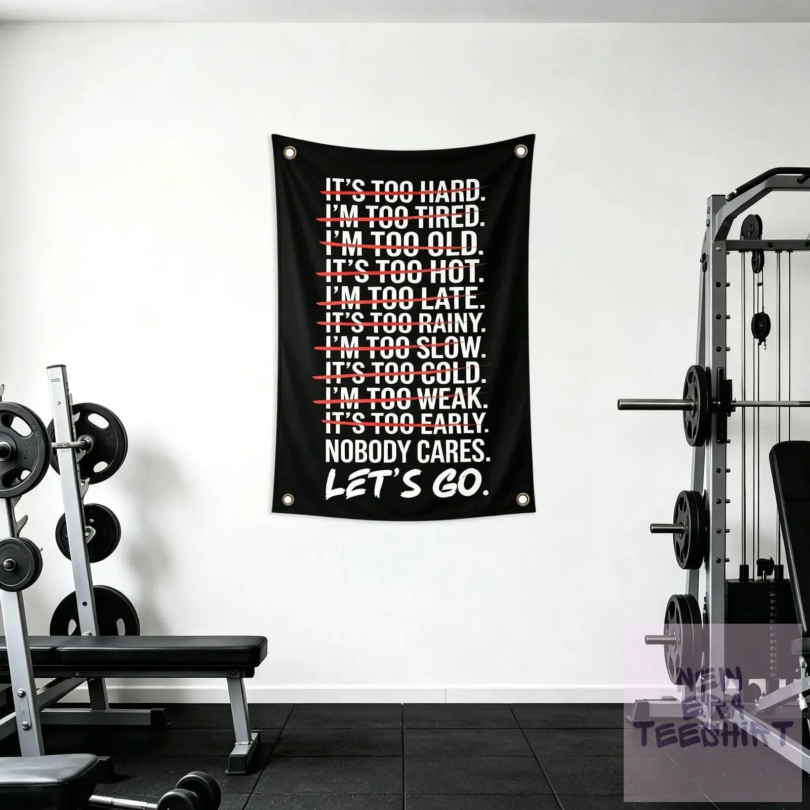 Nobody Cares Let's Go Gym Motivation Workout Fitness Flag