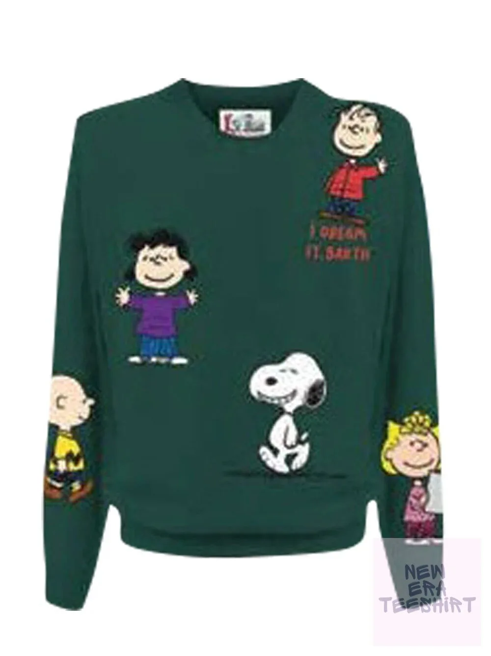 Peanuts Snoopy Charlie Brown Lucy Linus Sally I Dream It Earth Green Sweatshirt