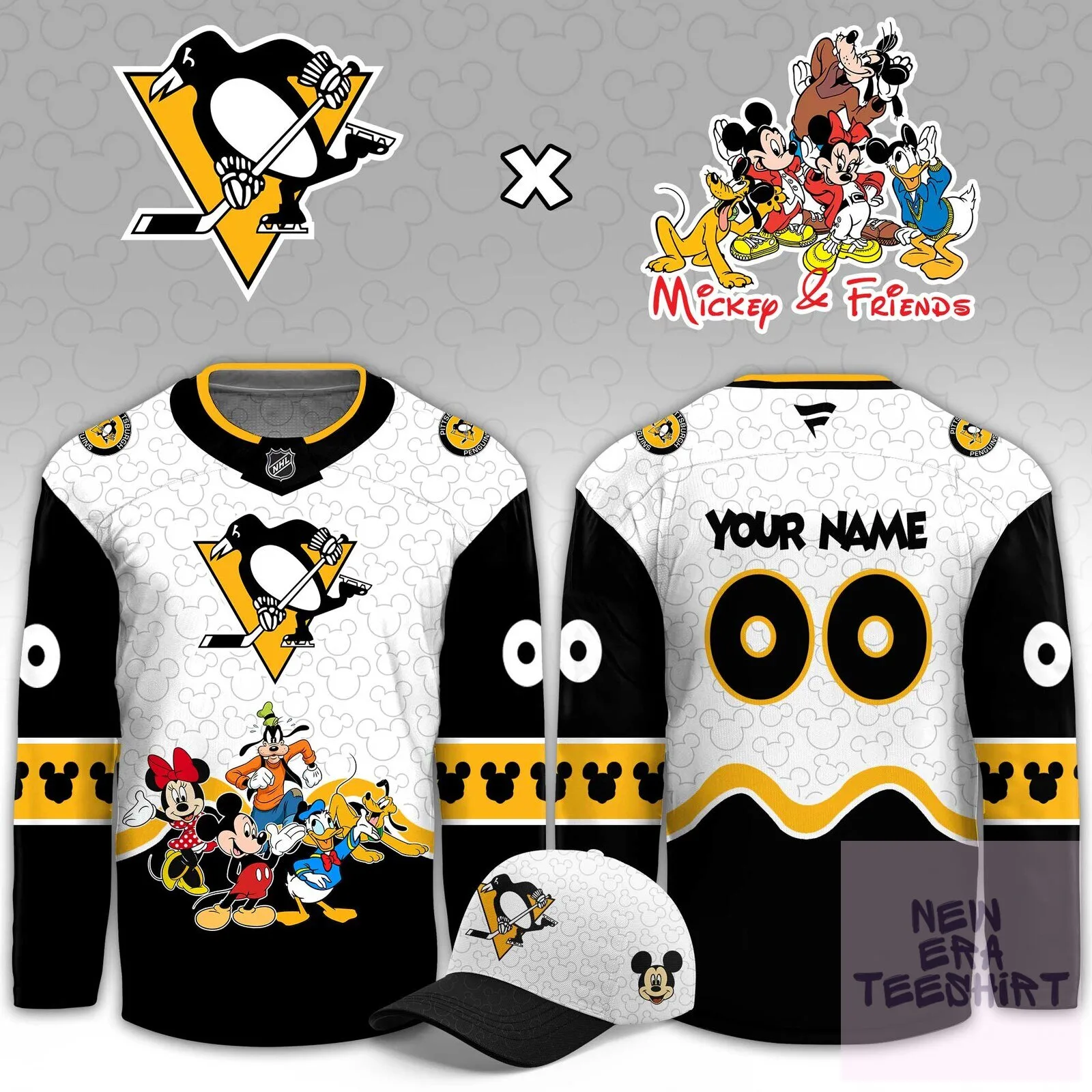 Pittsburgh Penguins Mickey and Friends Custom Hockey Jersey
