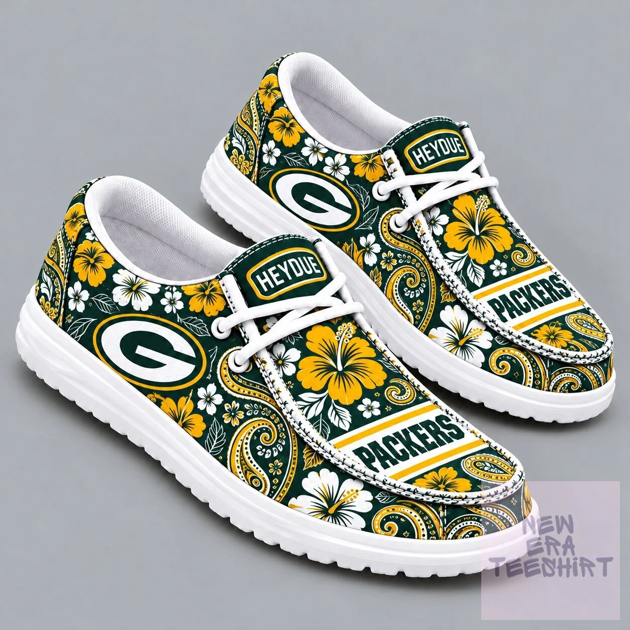 Green Bay Packers Floral Paisley Pattern Casual Shoes