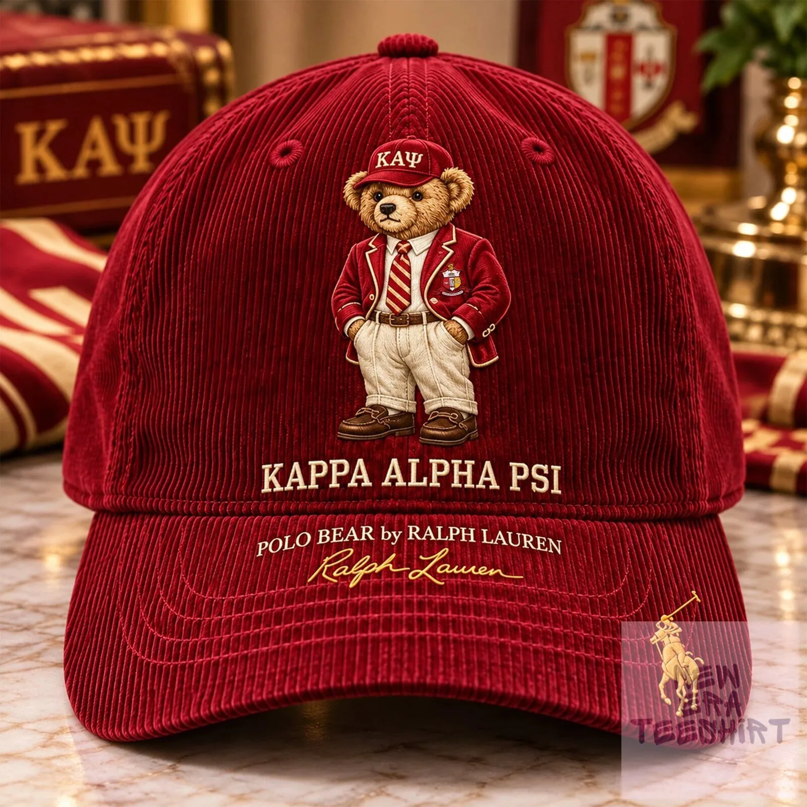 Kappa Alpha Psi Polo Bear by Ralph Lauren Corduroy Baseball Cap Hat